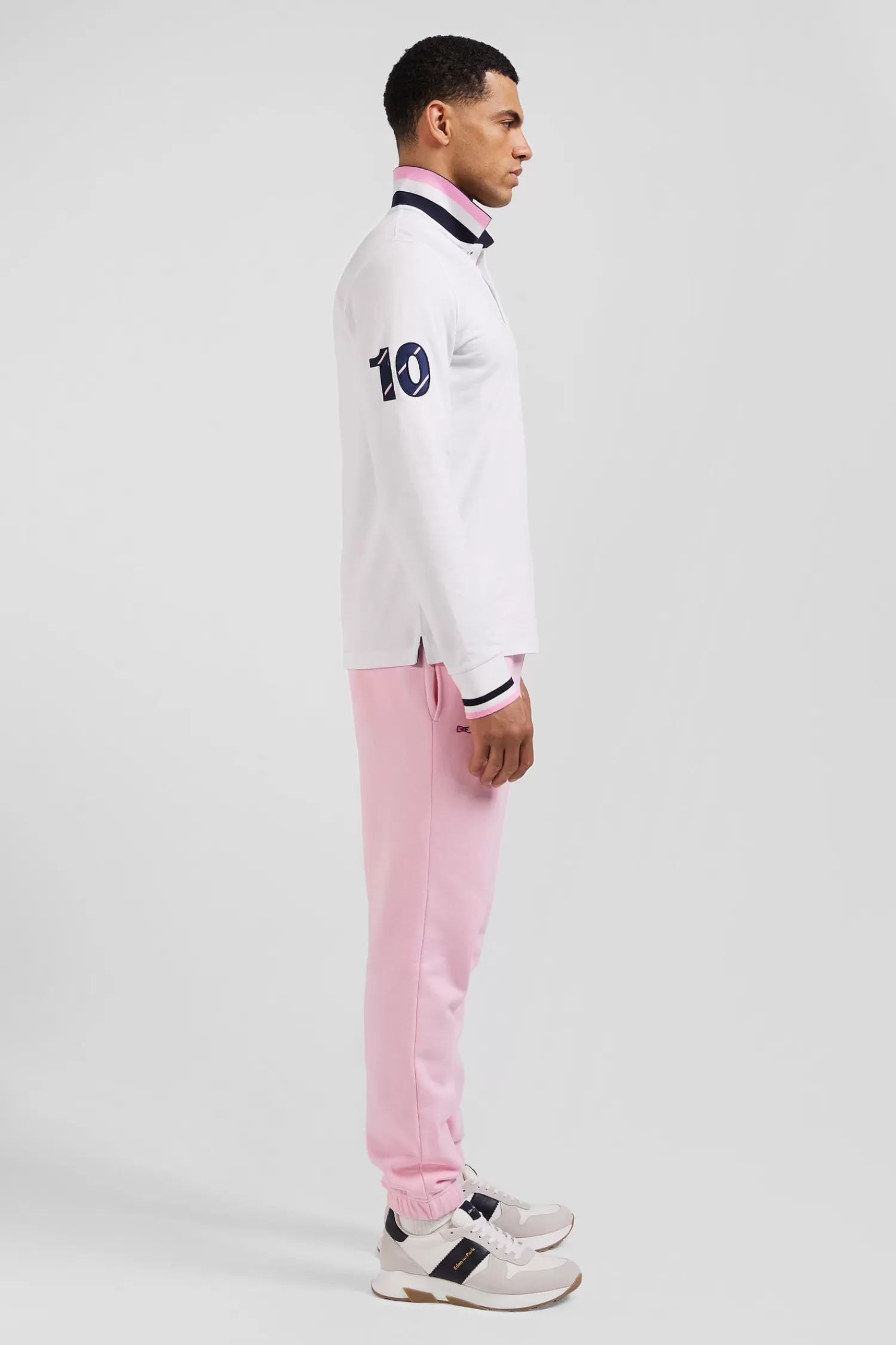 Eden Park Regular white long-sleeved cotton piqué polo shirt with XV de France embroidery< Polos