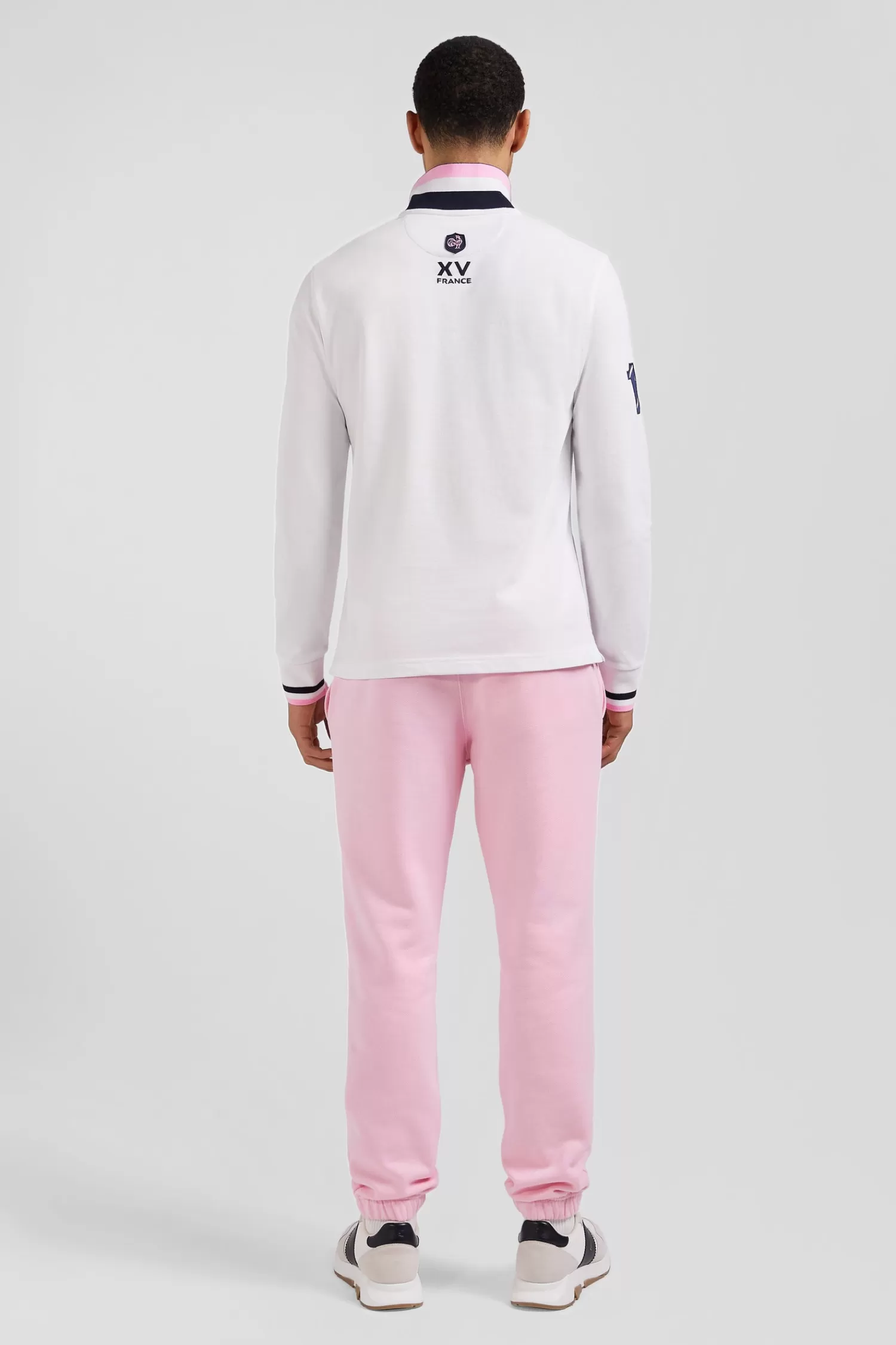 Eden Park Regular white long-sleeved cotton piqué polo shirt with XV de France embroidery< Polos