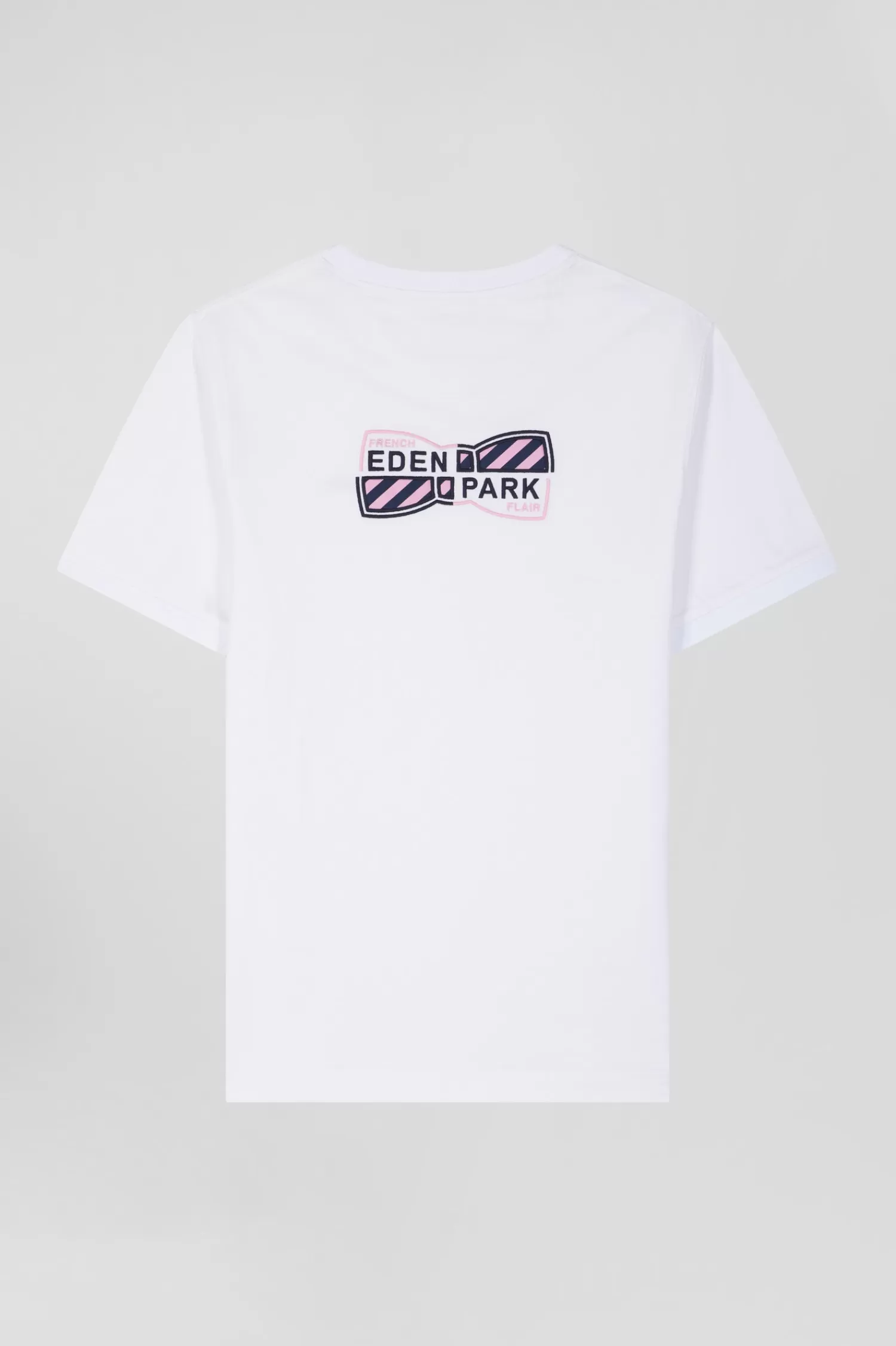 Eden Park Regular white short-sleeved cotton T-shirt with back emblem embroidery< T-shirts