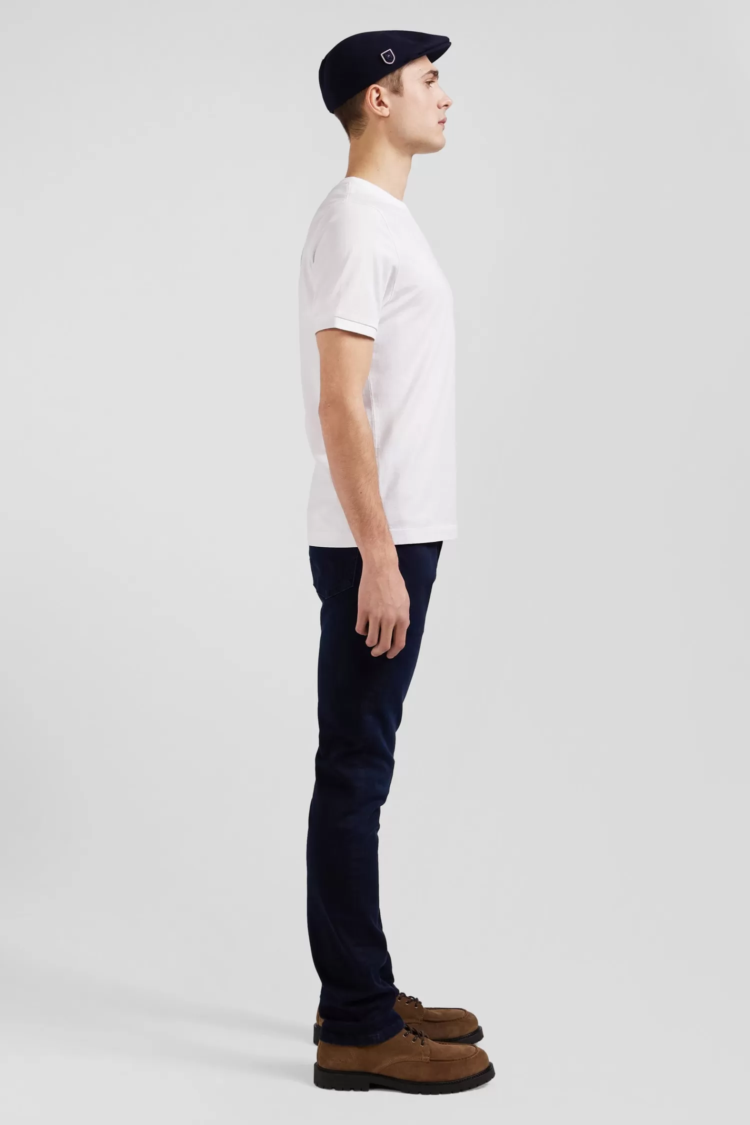 Eden Park Regular white short-sleeved cotton T-shirt with back emblem embroidery< T-shirts