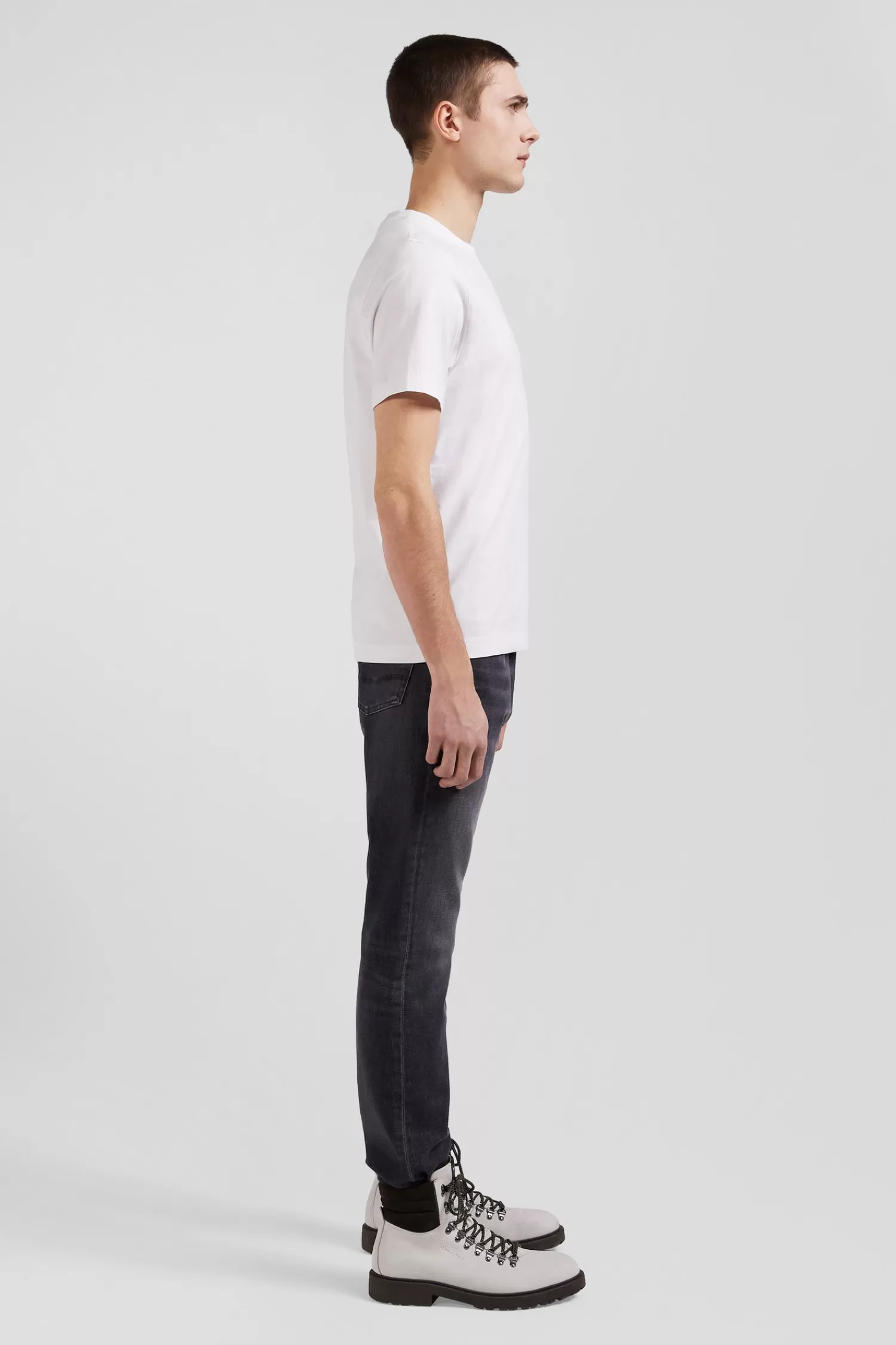 Eden Park Regular white short-sleeved cotton T-shirt with tie patchwork emblem< T-shirts