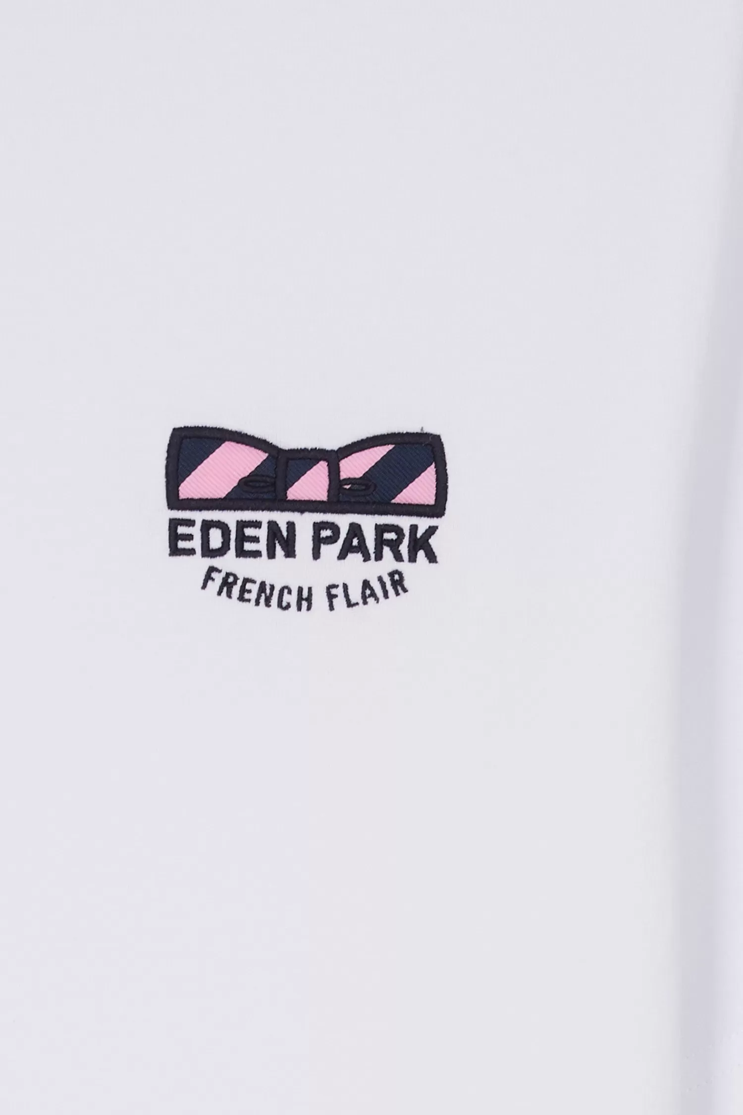 Eden Park Regular white short-sleeved cotton T-shirt with tie patchwork emblem< T-shirts