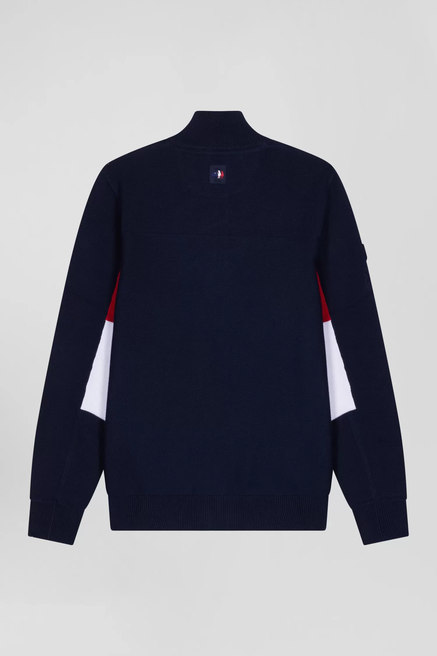 Eden Park Regular XV de France navy blue cotton zipped cardigan with tricolour details< Cardigans