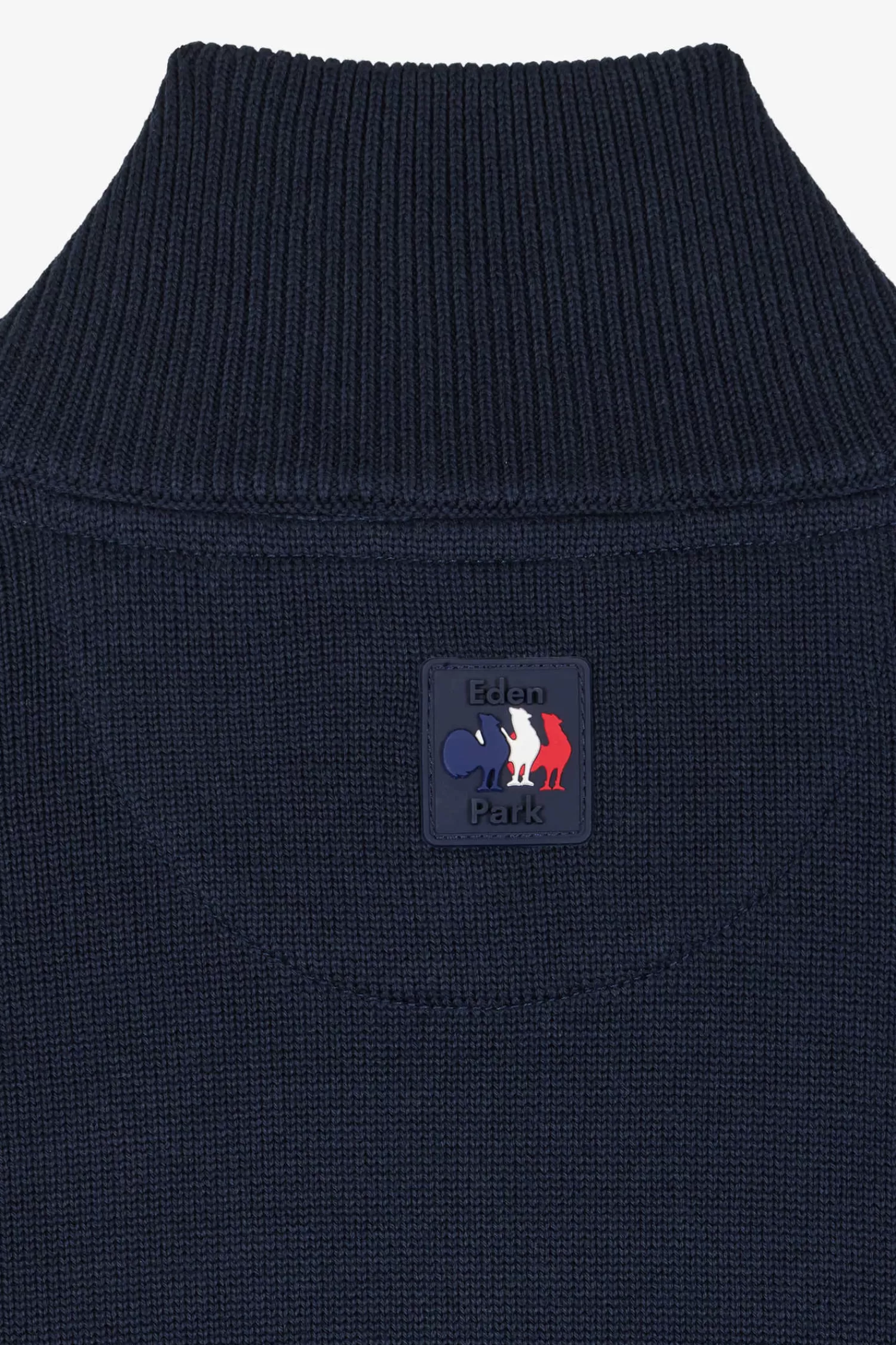 Eden Park Regular XV de France navy blue cotton zipped cardigan with tricolour details< Cardigans