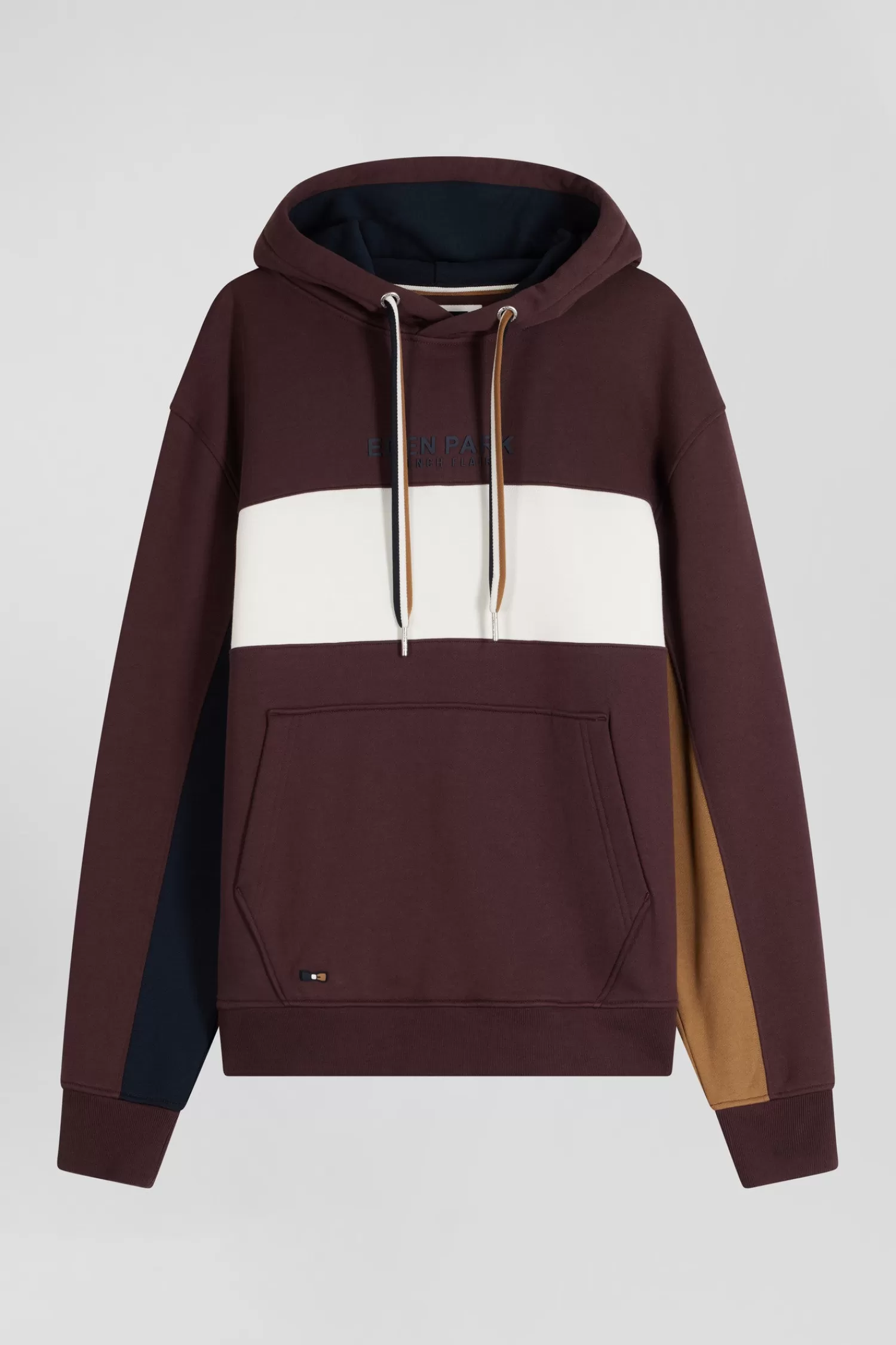 Eden Park Relaxed burgundy colorblock cotton hoodie< Sweatshirts