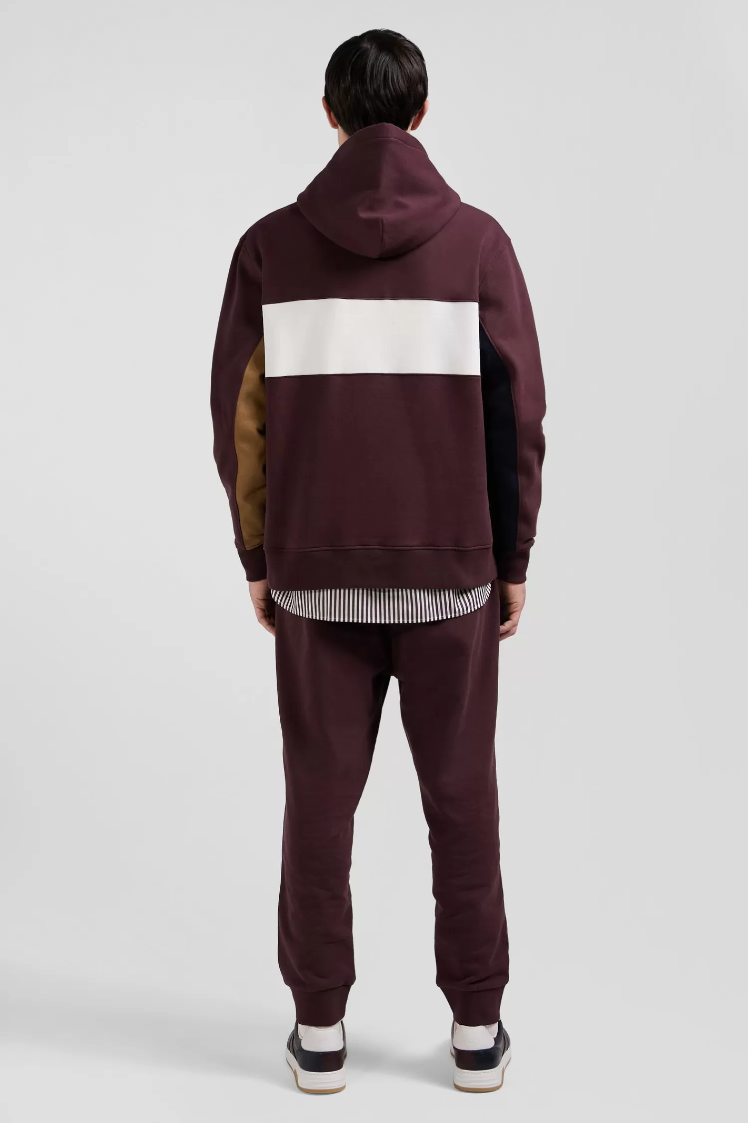 Eden Park Relaxed burgundy colorblock cotton hoodie< Sweatshirts