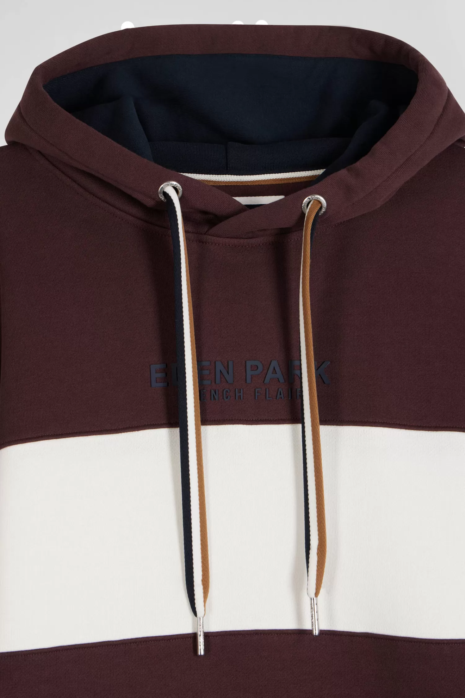Eden Park Relaxed burgundy colorblock cotton hoodie< Sweatshirts