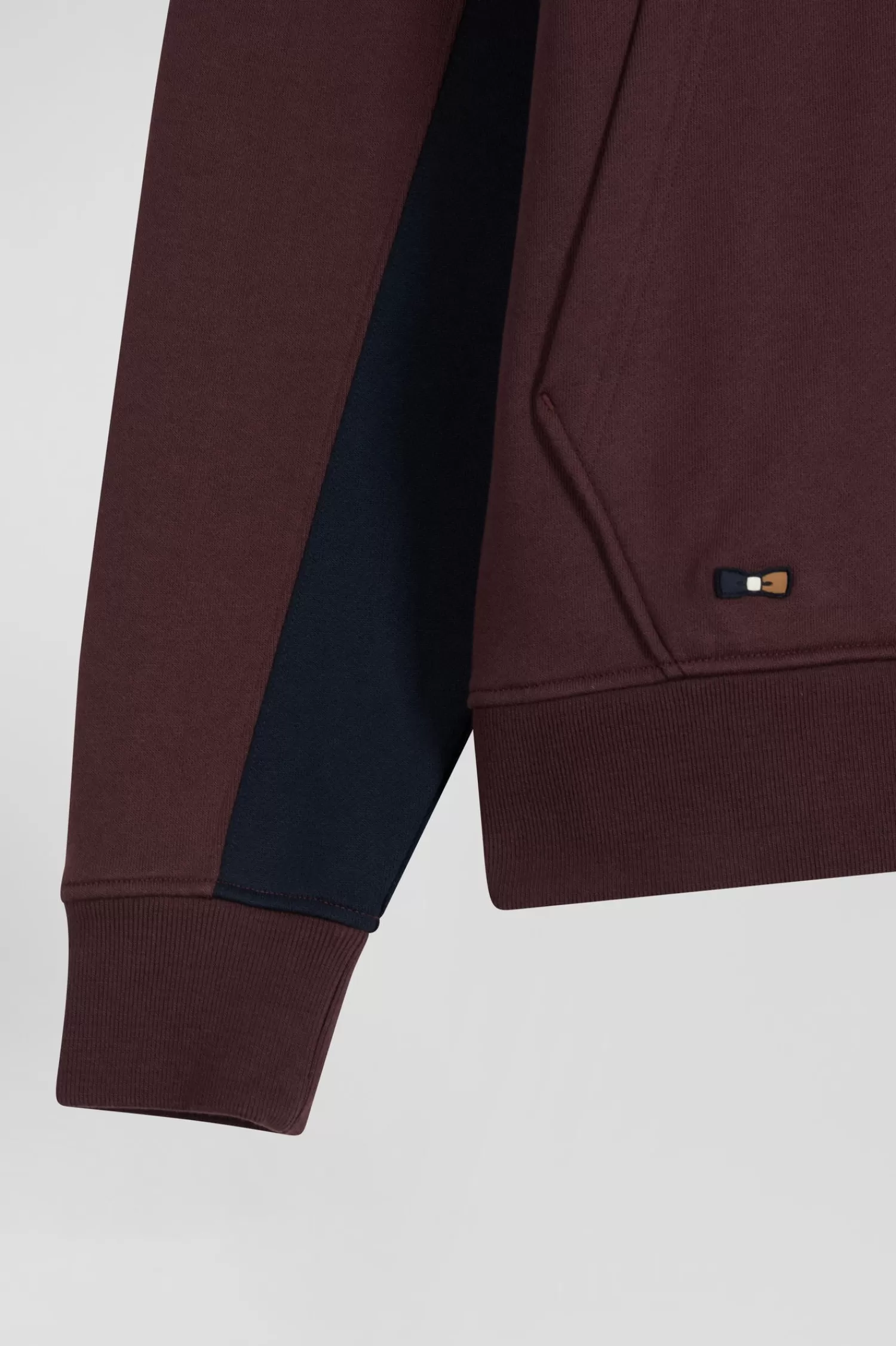 Eden Park Relaxed burgundy colorblock cotton hoodie< Sweatshirts