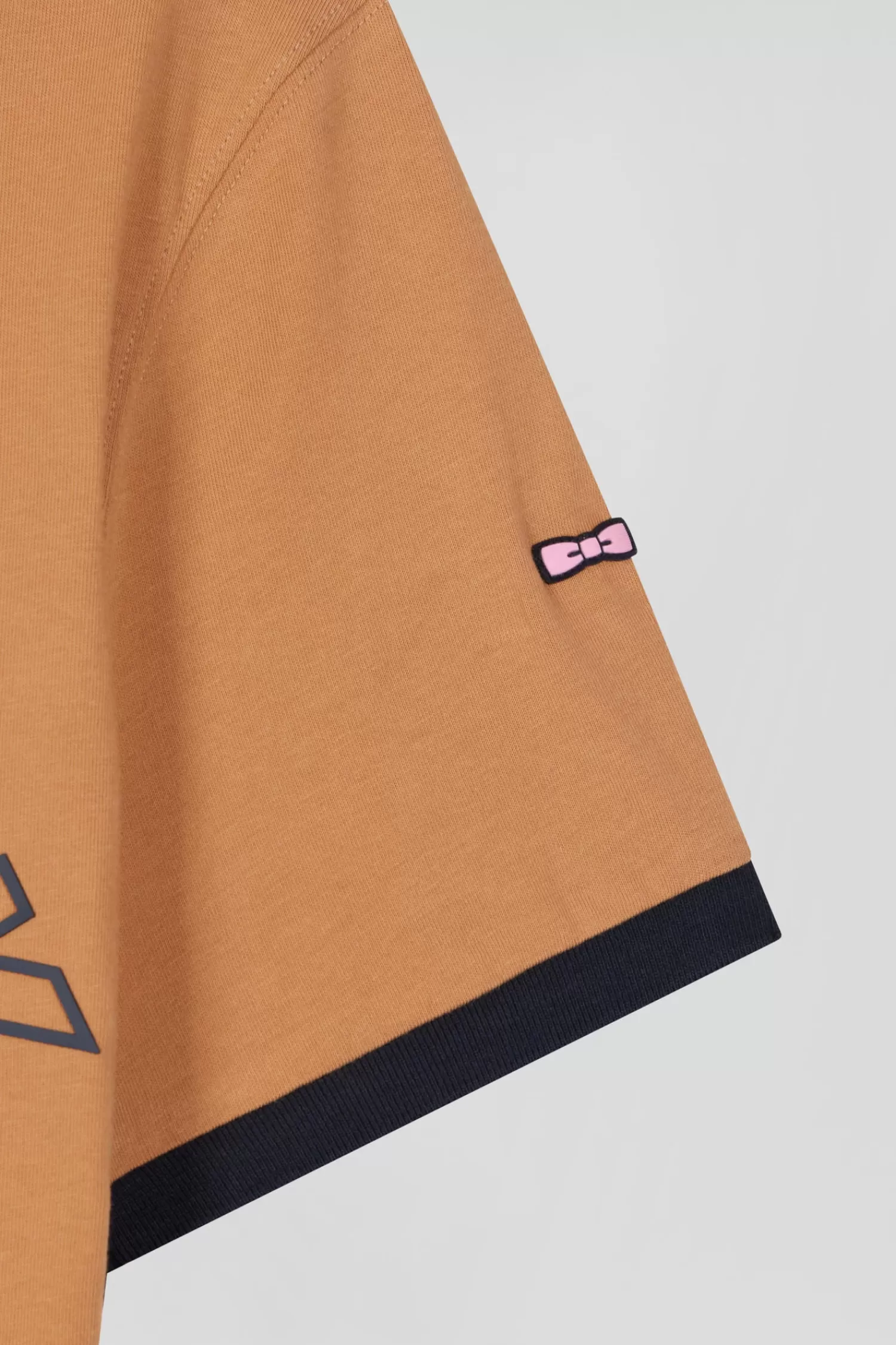 Eden Park Relaxed camel bicolor short-sleeved cotton T-shirt with 10 print< T-shirts