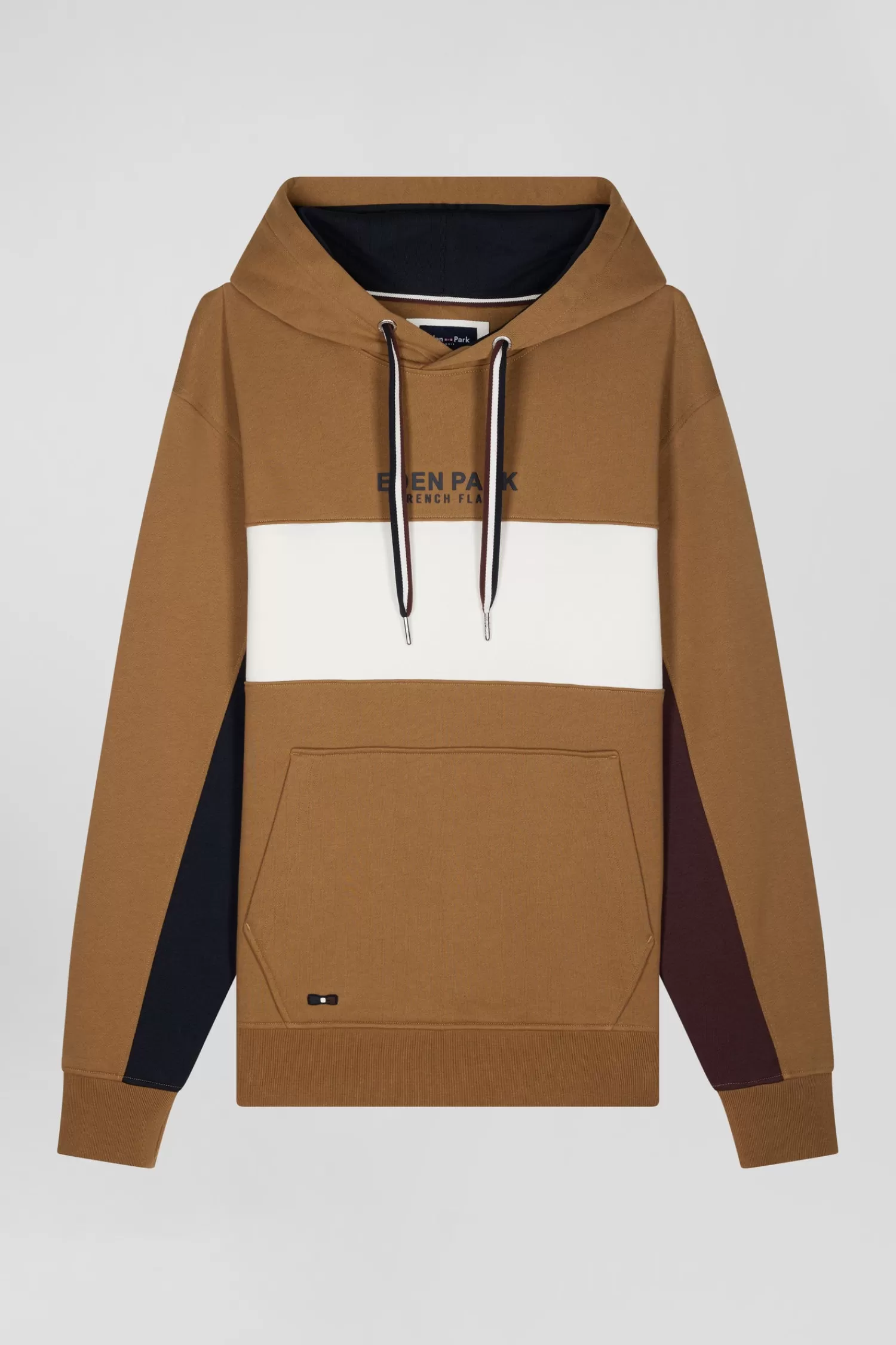 Eden Park Relaxed camel colorblock cotton hoodie< Sweatshirts