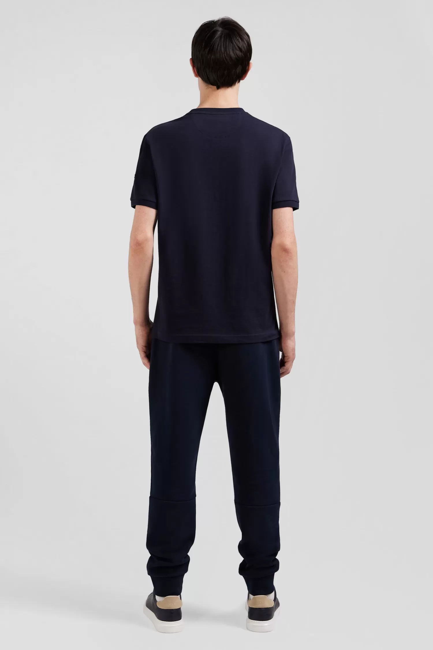Eden Park Relaxed navy and sky blue bicolor short-sleeved cotton T-shirt with 10 print< T-shirts