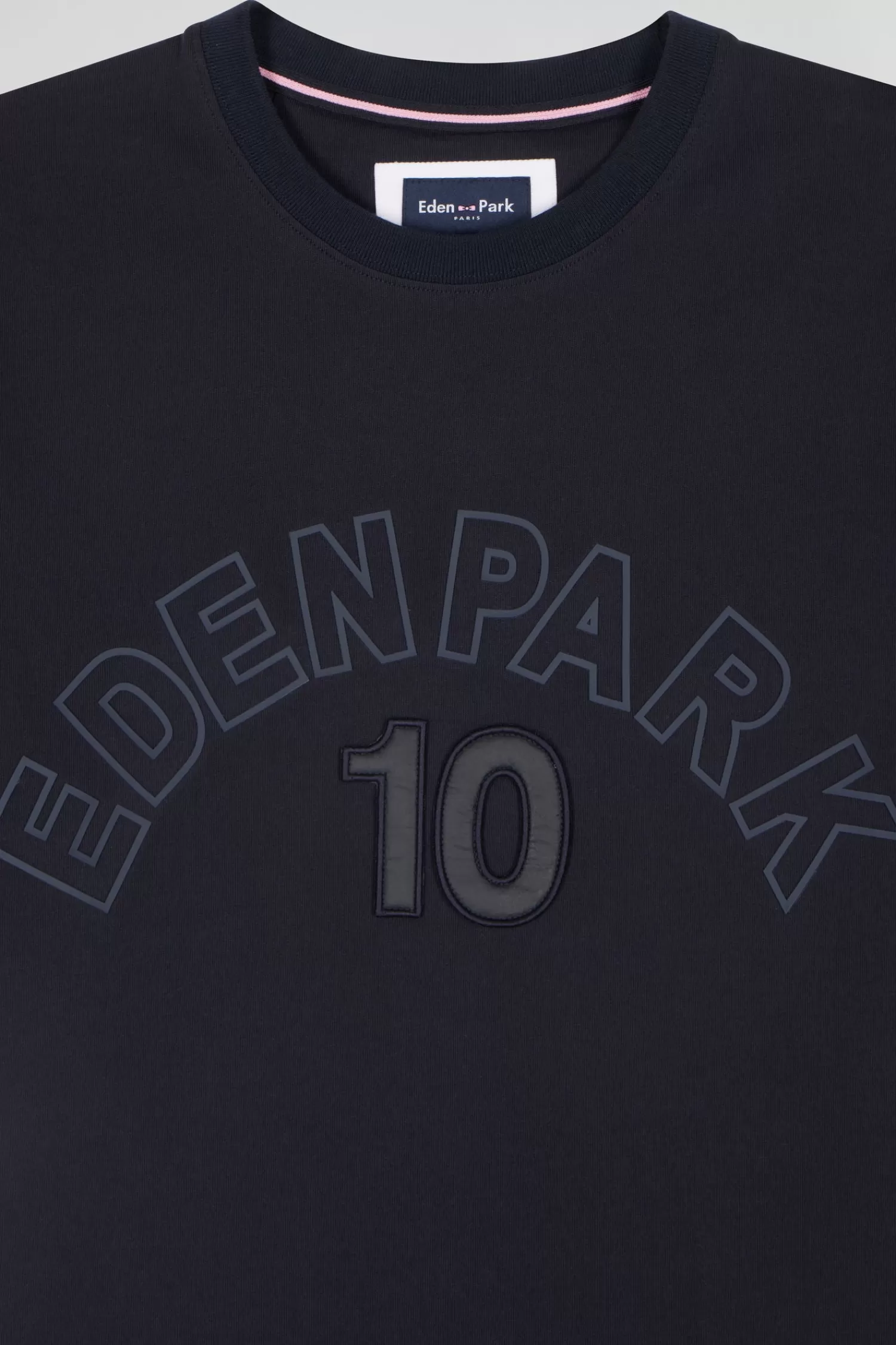 Eden Park Relaxed navy and sky blue bicolor short-sleeved cotton T-shirt with 10 print< T-shirts