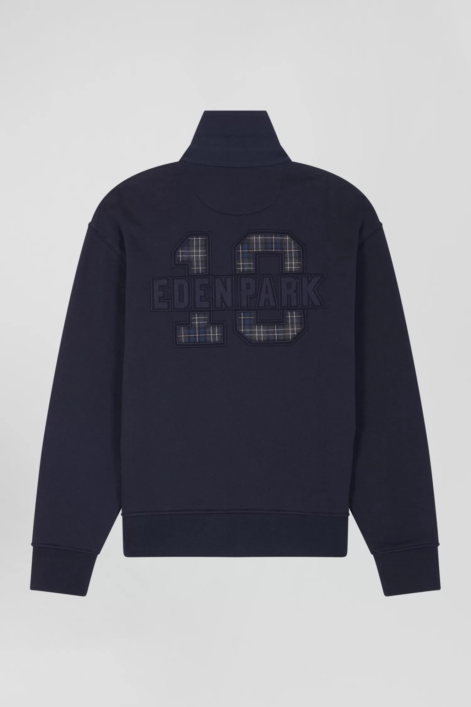 Eden Park Relaxed navy blue cotton blend sweatshirt with back embroidery and rugby shirt collar<Women Sweatshirts
