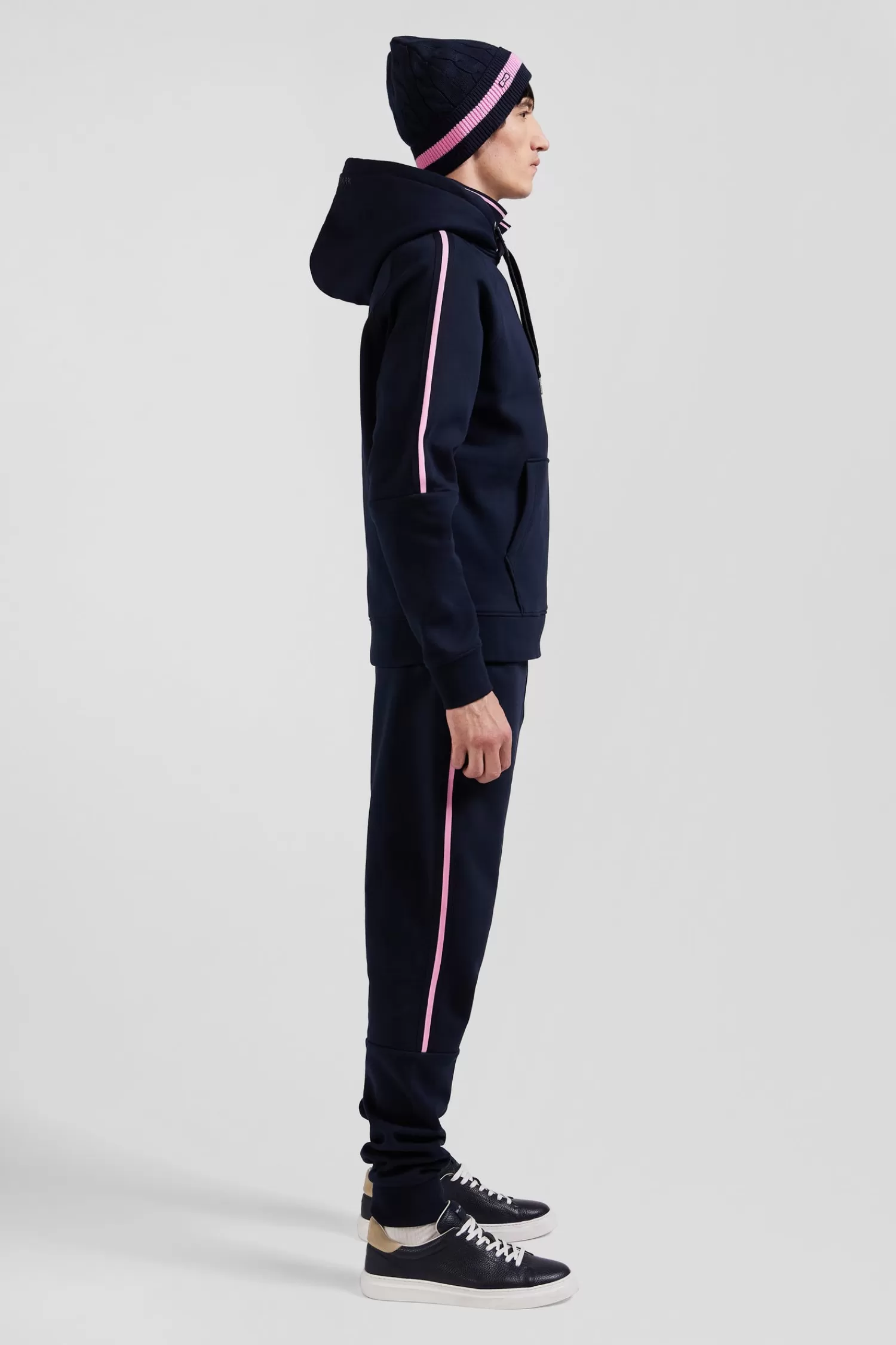 Eden Park Relaxed navy blue fleece hoodie with branded drawstrings< Sweatshirts