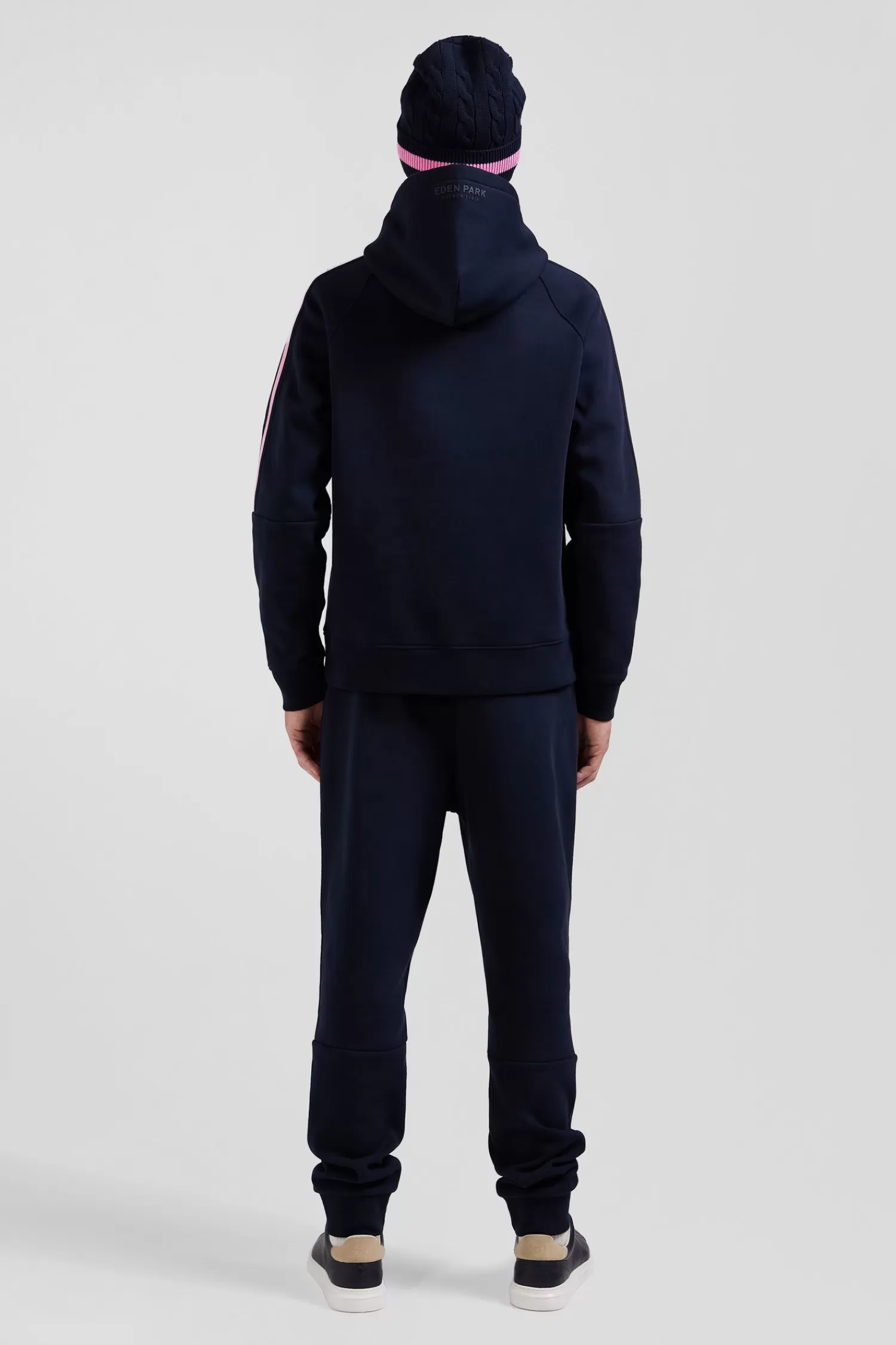 Eden Park Relaxed navy blue fleece hoodie with branded drawstrings< Sweatshirts