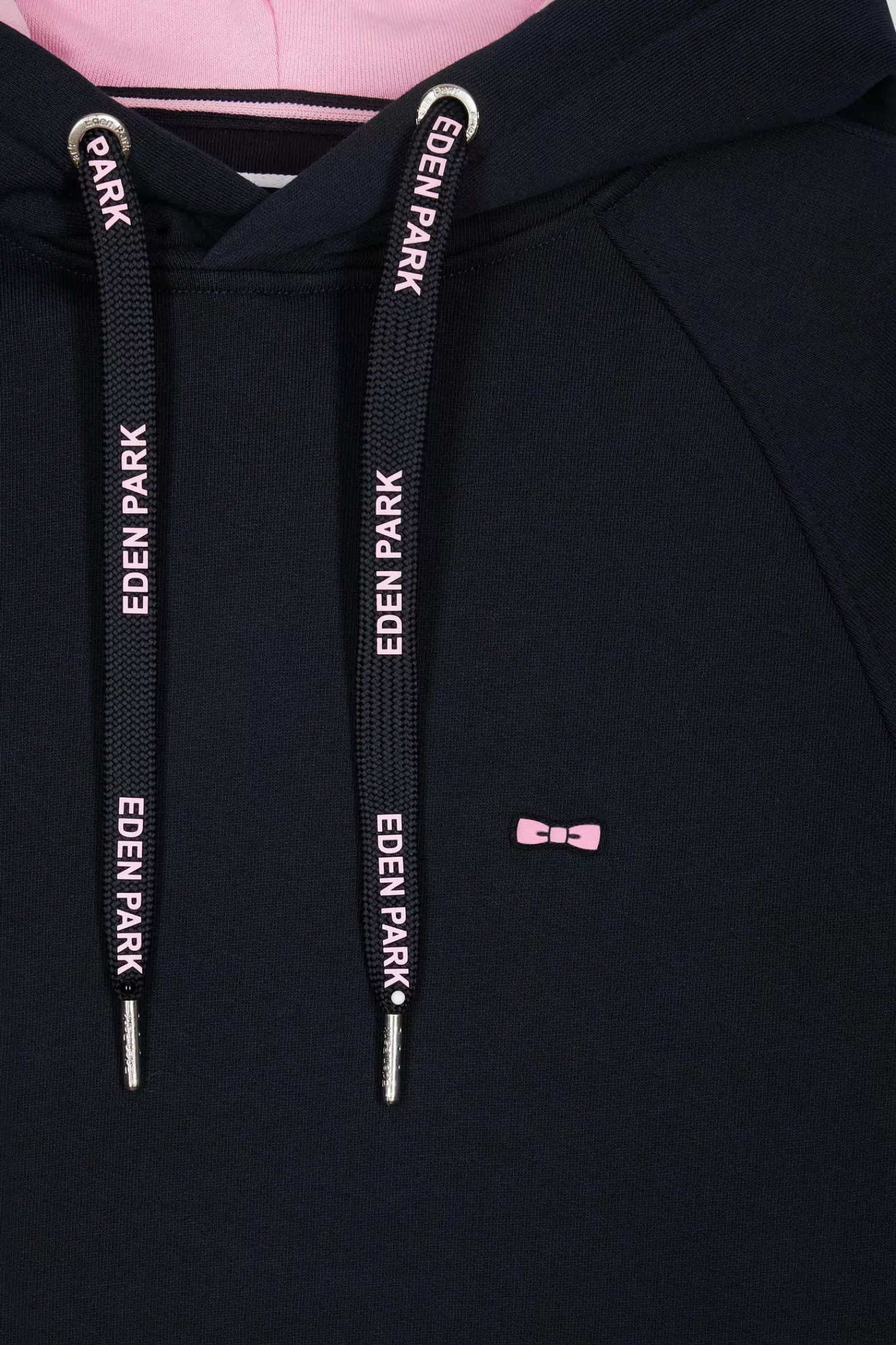 Eden Park Relaxed navy blue fleece hoodie with branded drawstrings< Sweatshirts
