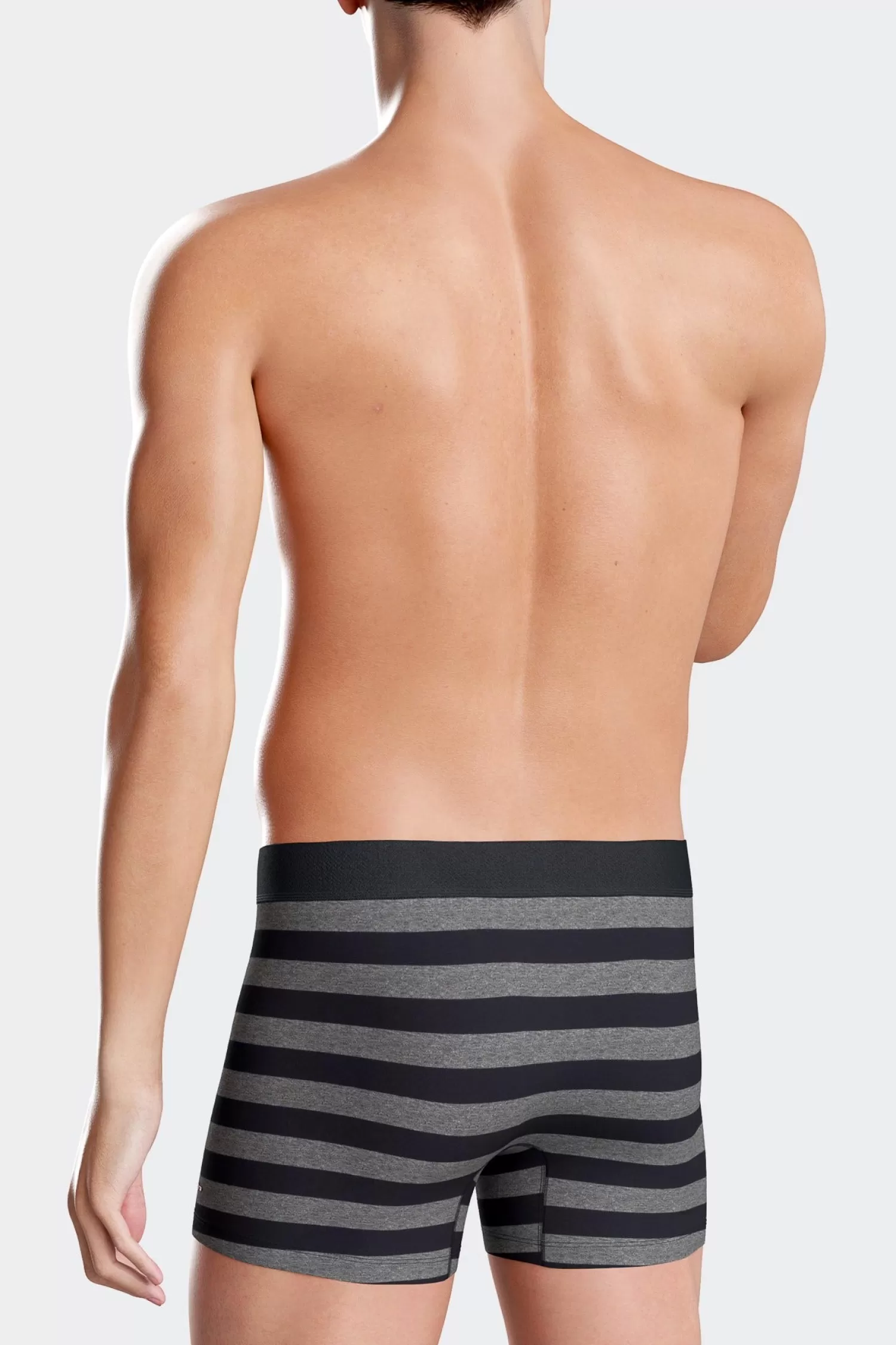 Eden Park Set of 2 anthracite grey striped and solid stretch cotton boxers< Underwear