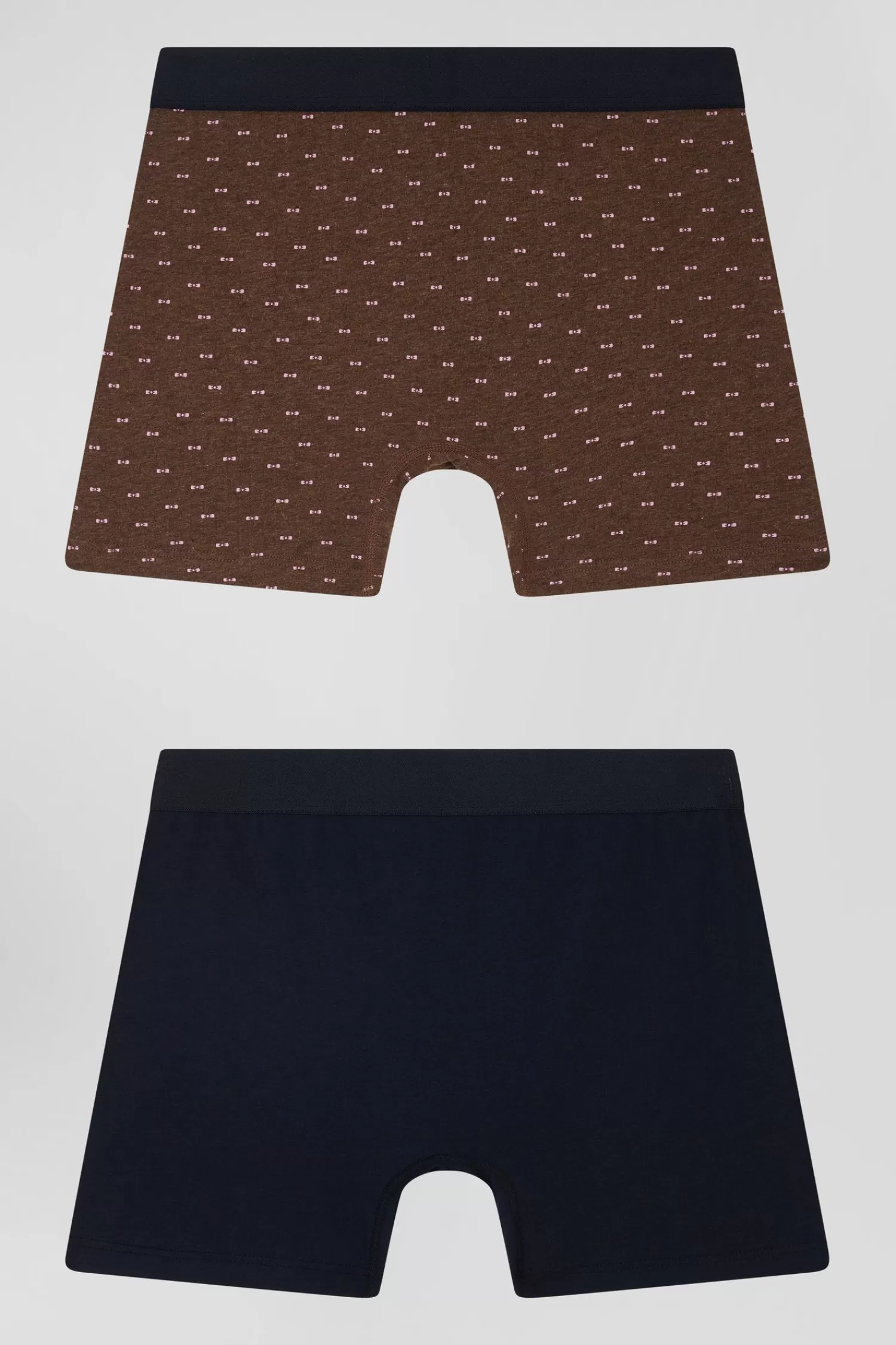 Eden Park Set of 2 brown solid and micro pattern stretch cotton boxers< Underwear