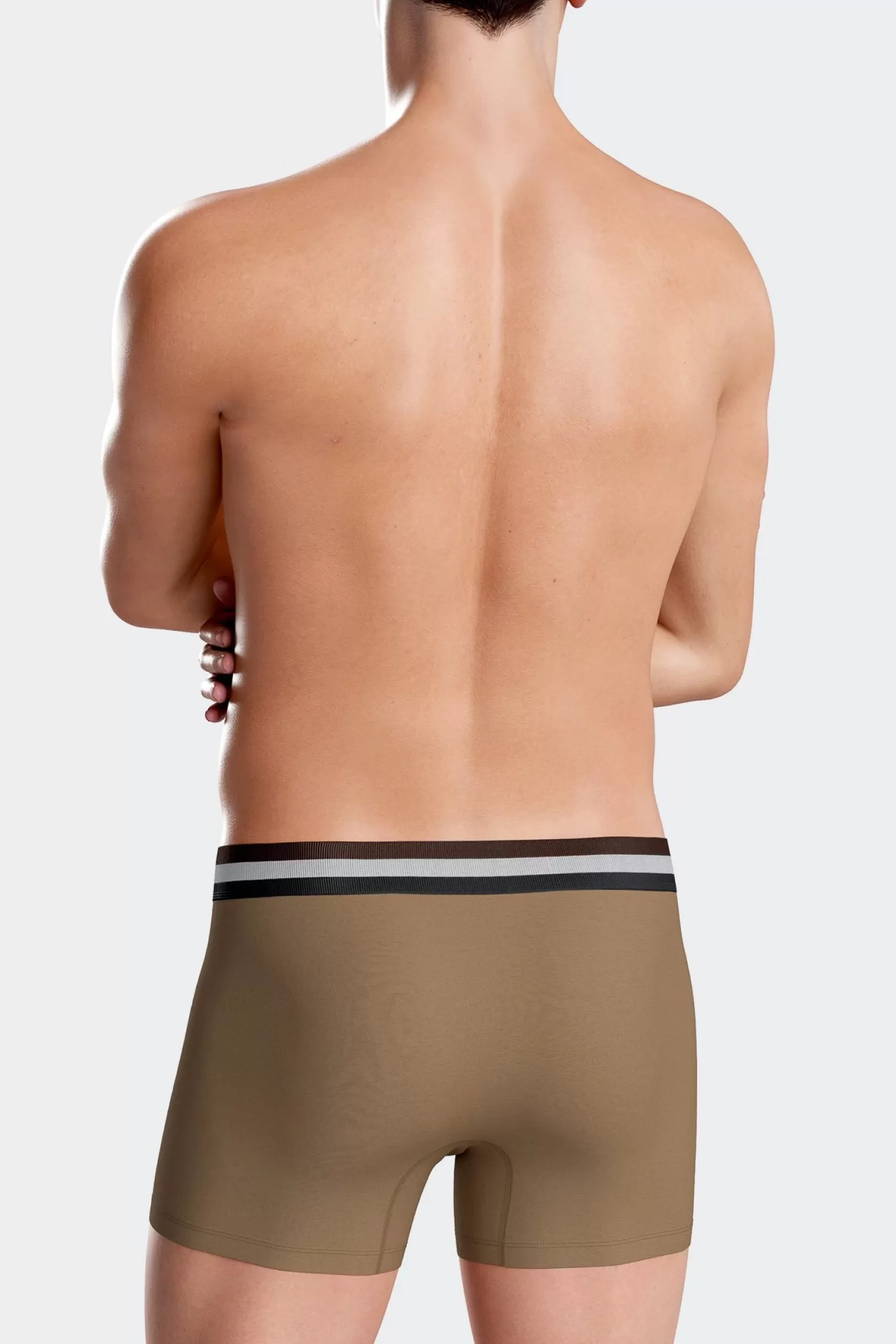 Eden Park Set of 2 camel stretch cotton boxers with tricolor waistband< Underwear