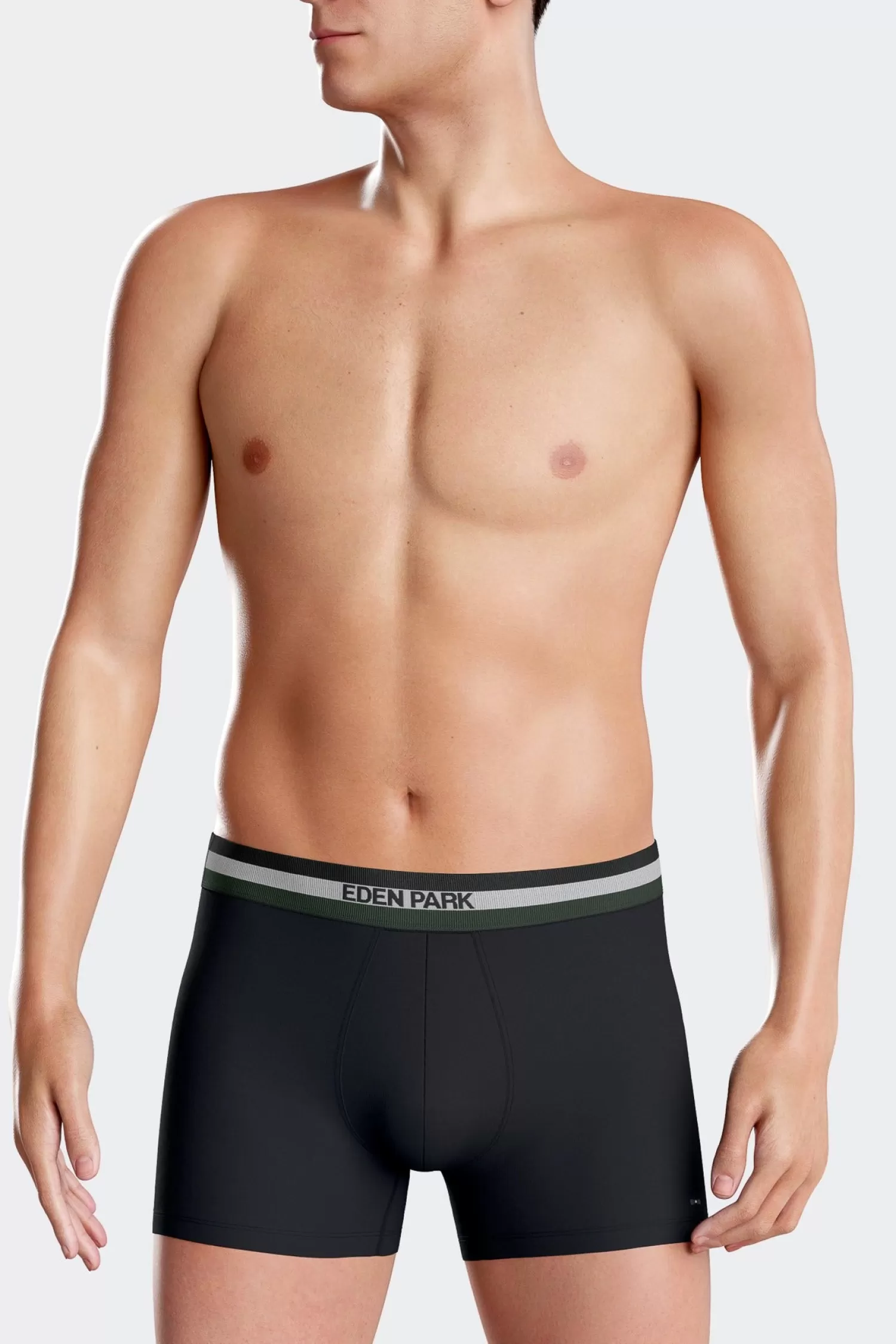 Eden Park Set of 2 grey stretch cotton boxers with tricolor waistband< Underwear