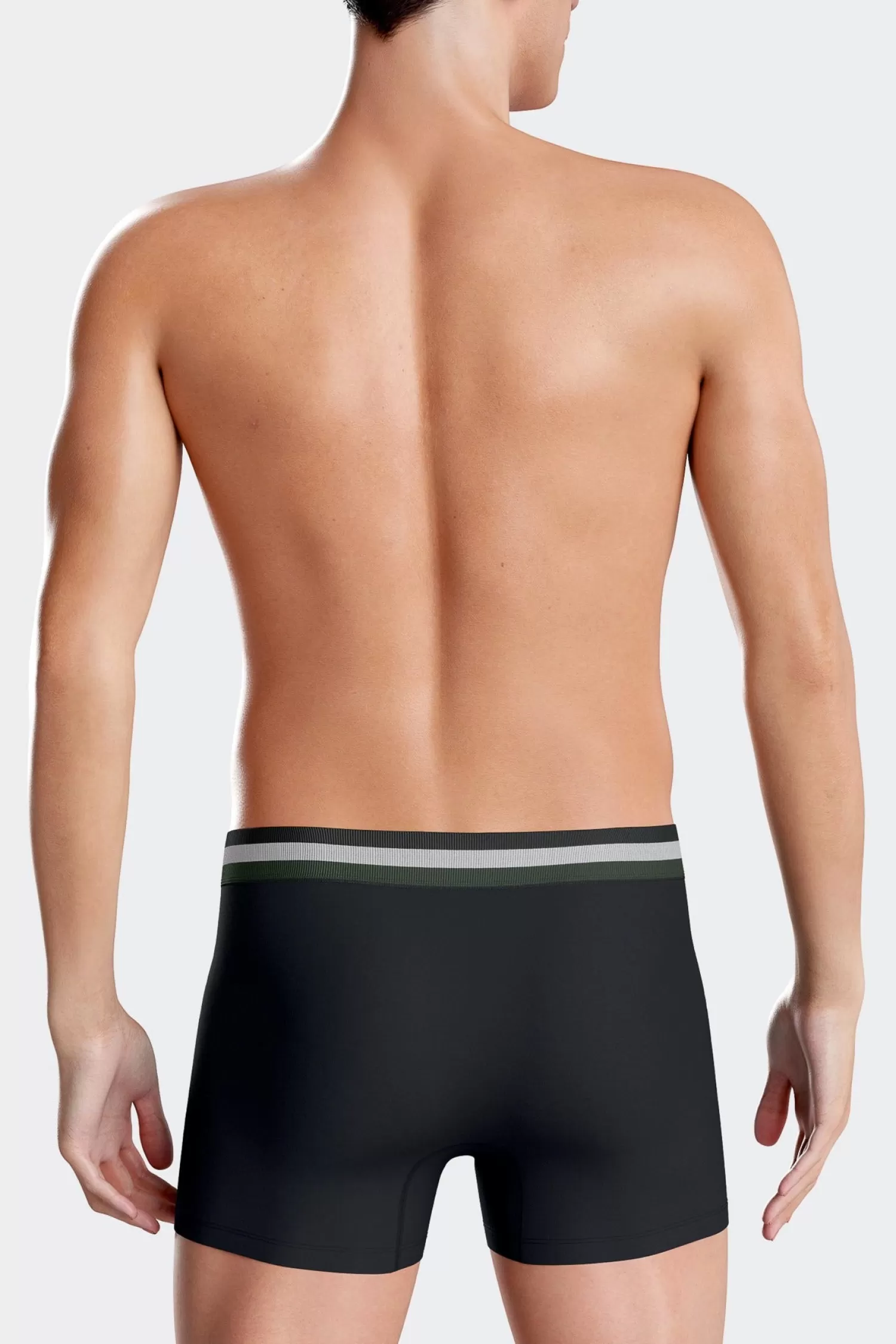 Eden Park Set of 2 grey stretch cotton boxers with tricolor waistband< Underwear