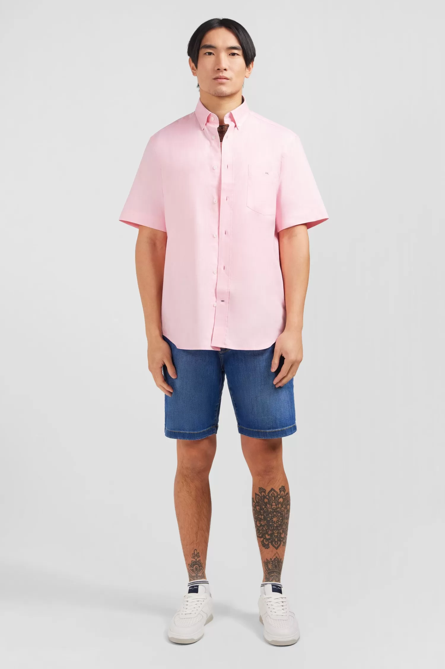 Eden Park Short sleeved pink cotton shirt< Short-sleeved Shirts