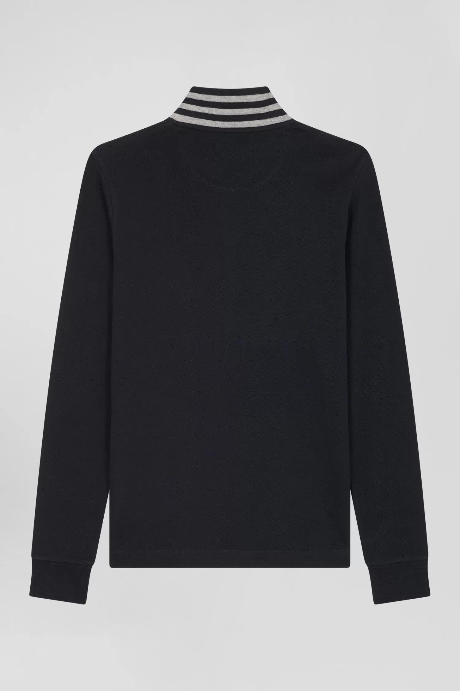 Eden Park Slim black long-sleeved stretch cotton polo shirt with striped collar<Women Polos | Polos