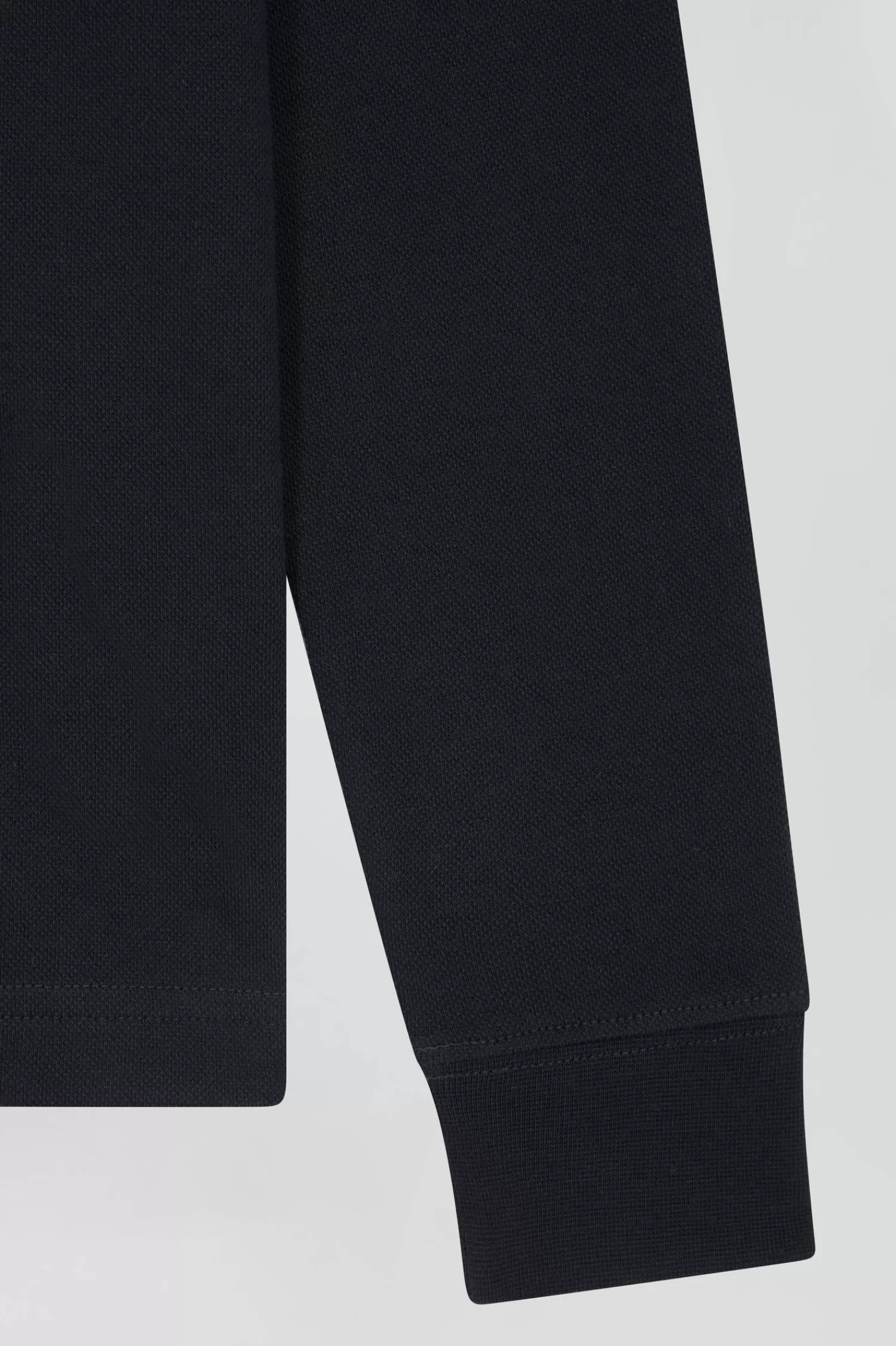 Eden Park Slim black long-sleeved stretch cotton polo shirt with striped collar<Women Polos | Polos