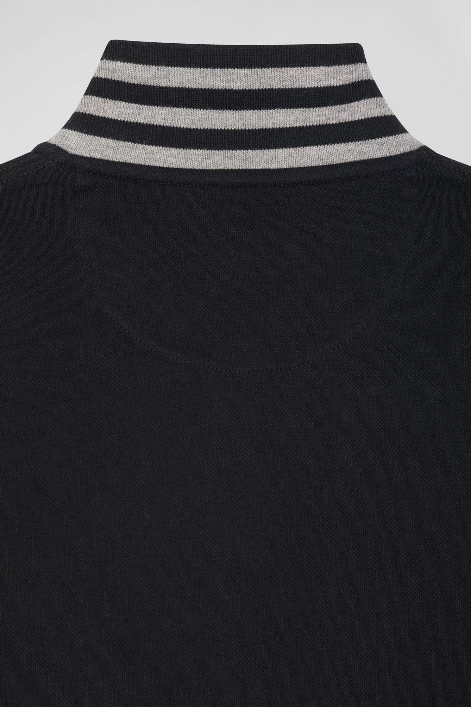 Eden Park Slim black long-sleeved stretch cotton polo shirt with striped collar<Women Polos | Polos