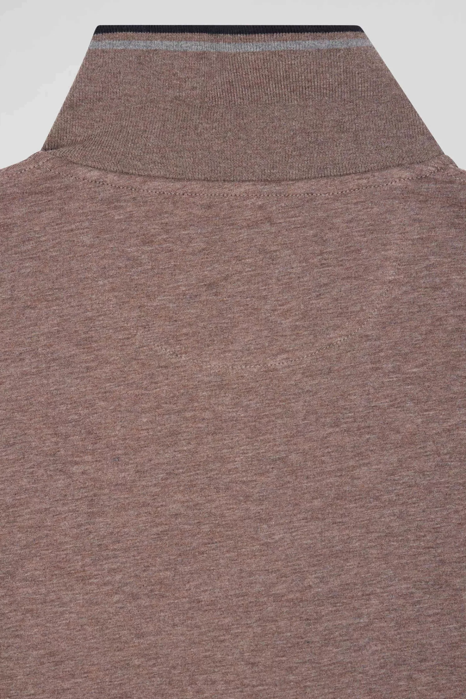 Eden Park Slim brown long-sleeved stretch cotton polo shirt with striped finishes< Polos