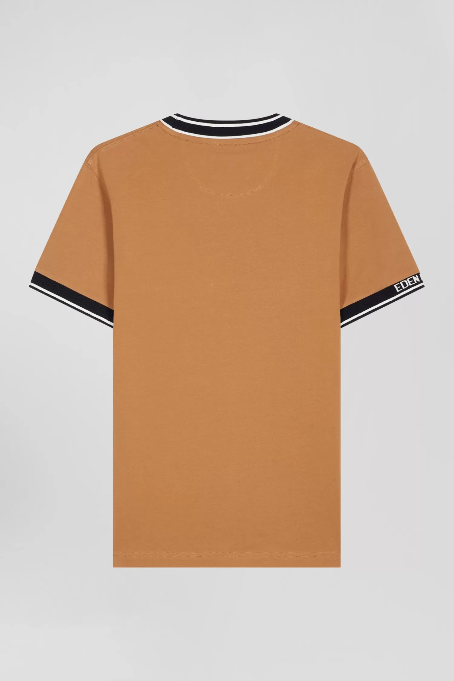 Eden Park Slim camel short-sleeved cotton T-shirt with ribs< T-shirts