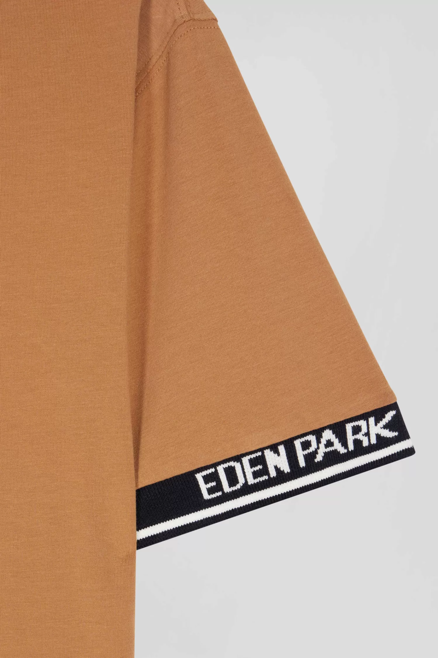 Eden Park Slim camel short-sleeved cotton T-shirt with ribs< T-shirts