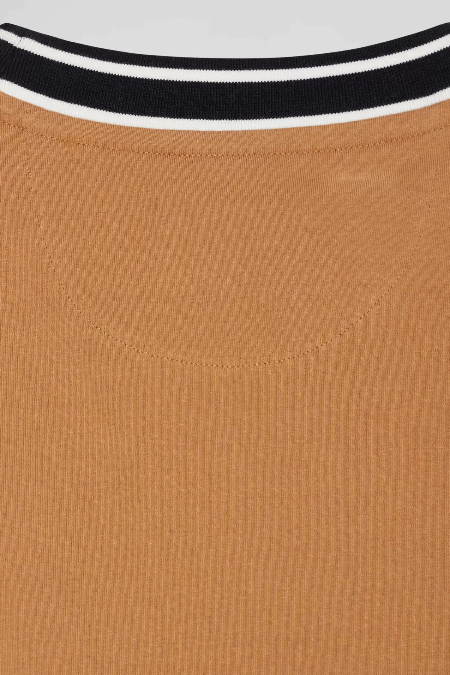 Eden Park Slim camel short-sleeved cotton T-shirt with ribs< T-shirts
