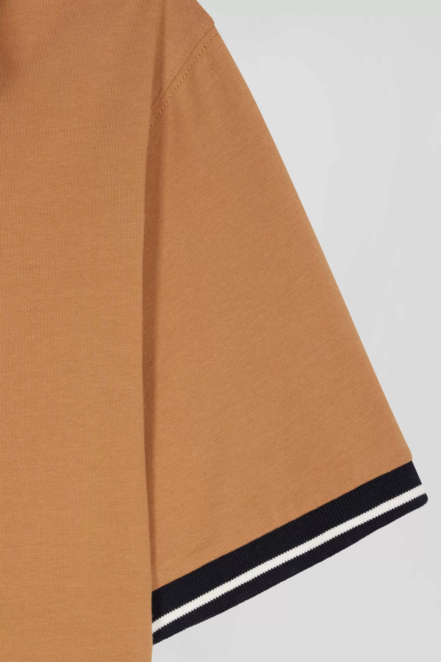 Eden Park Slim camel short-sleeved stretch cotton polo shirt with jacquard collar< Polos