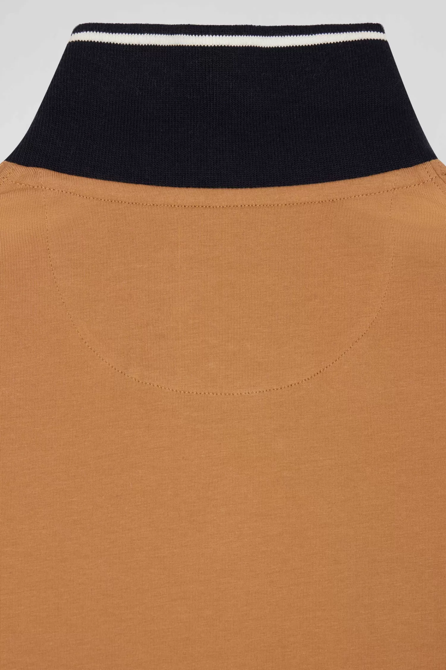 Eden Park Slim camel short-sleeved stretch cotton polo shirt with jacquard collar< Polos
