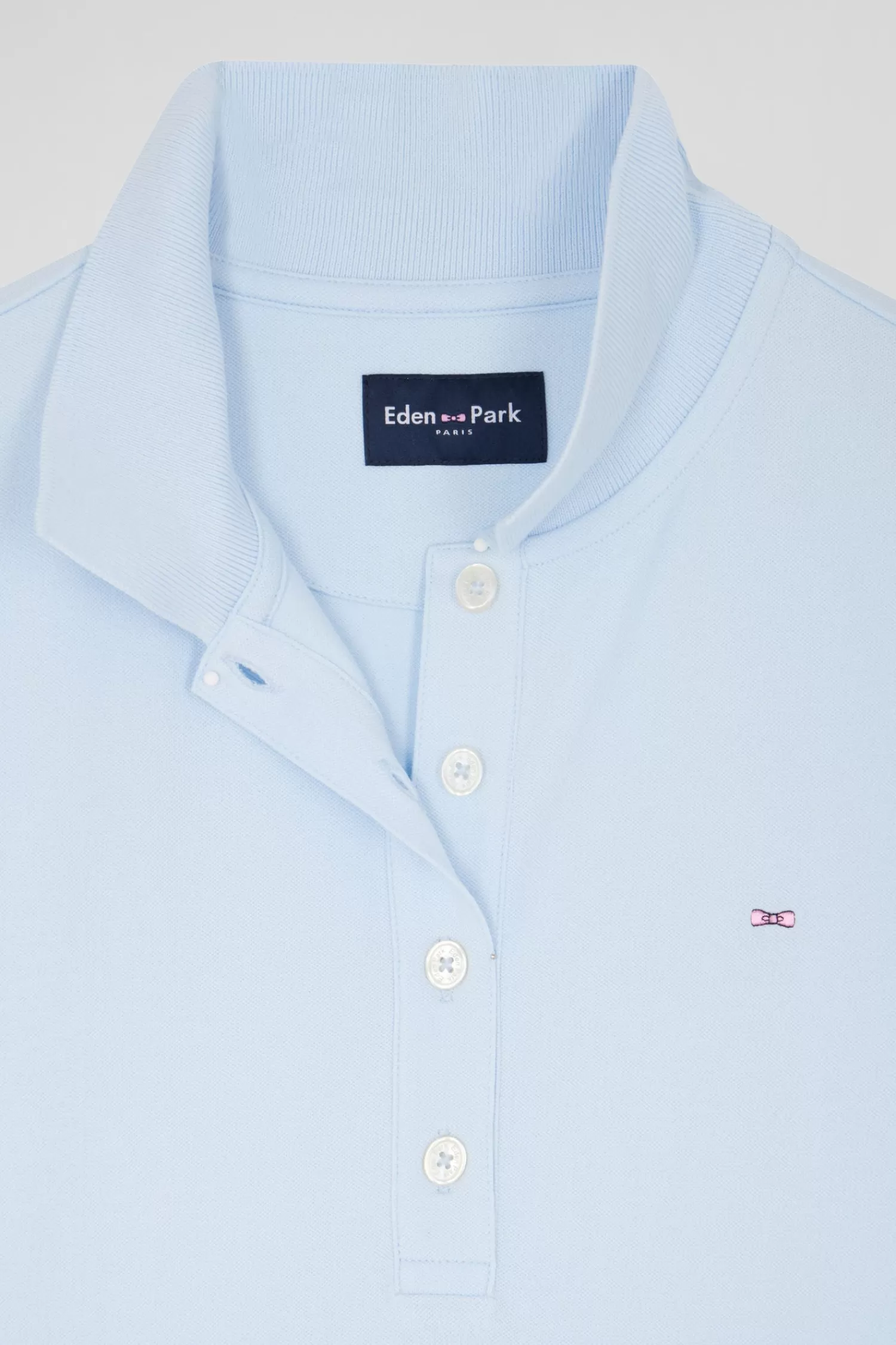 Eden Park Slim sky blue plain stretch cotton short-sleeved polo shirt<Women Polos | Polos