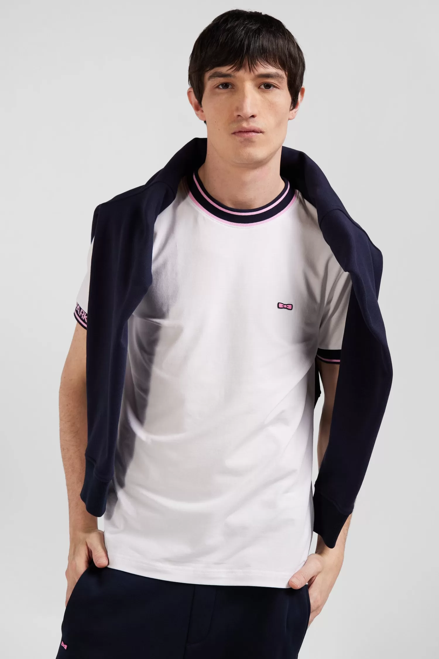 Eden Park Slim white short-sleeved cotton T-shirt with ribs< T-shirts