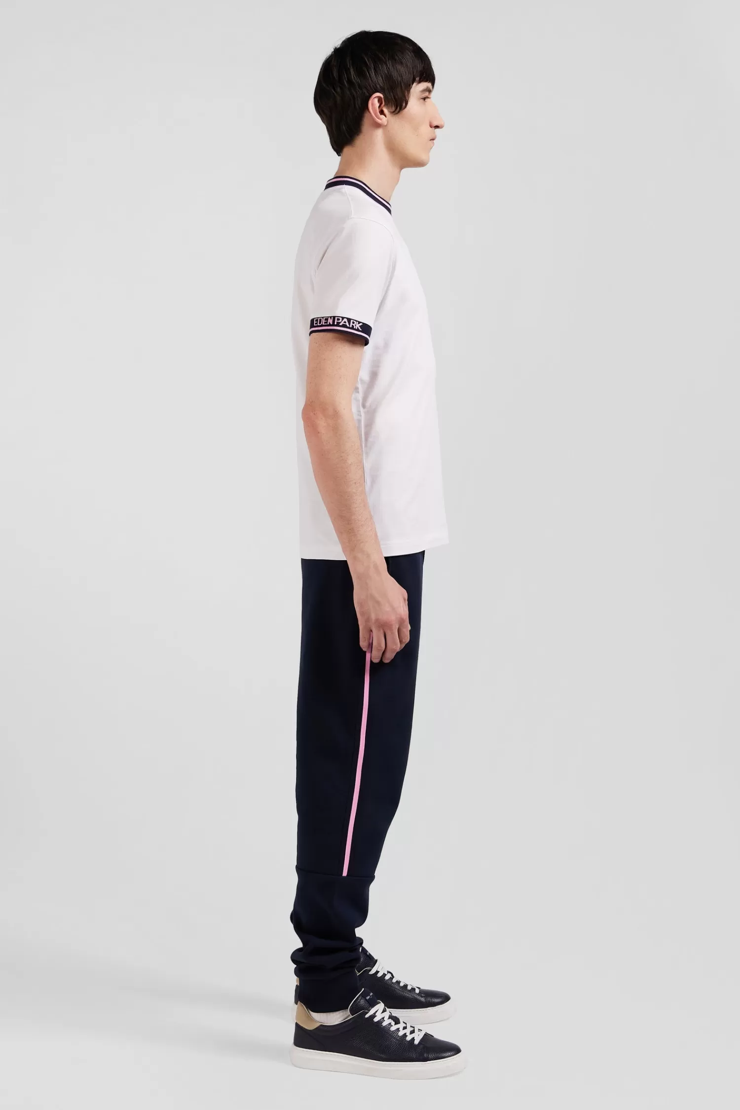 Eden Park Slim white short-sleeved cotton T-shirt with ribs< T-shirts