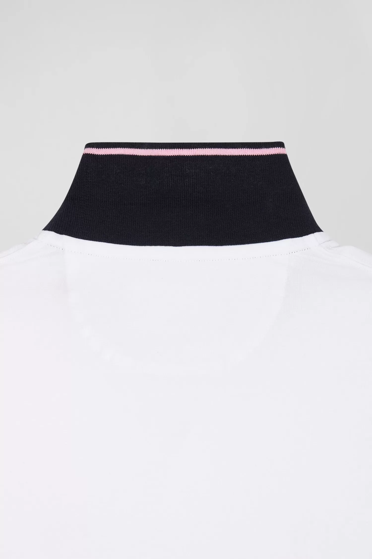 Eden Park Slim white short-sleeved stretch cotton polo shirt with jacquard collar< Polos