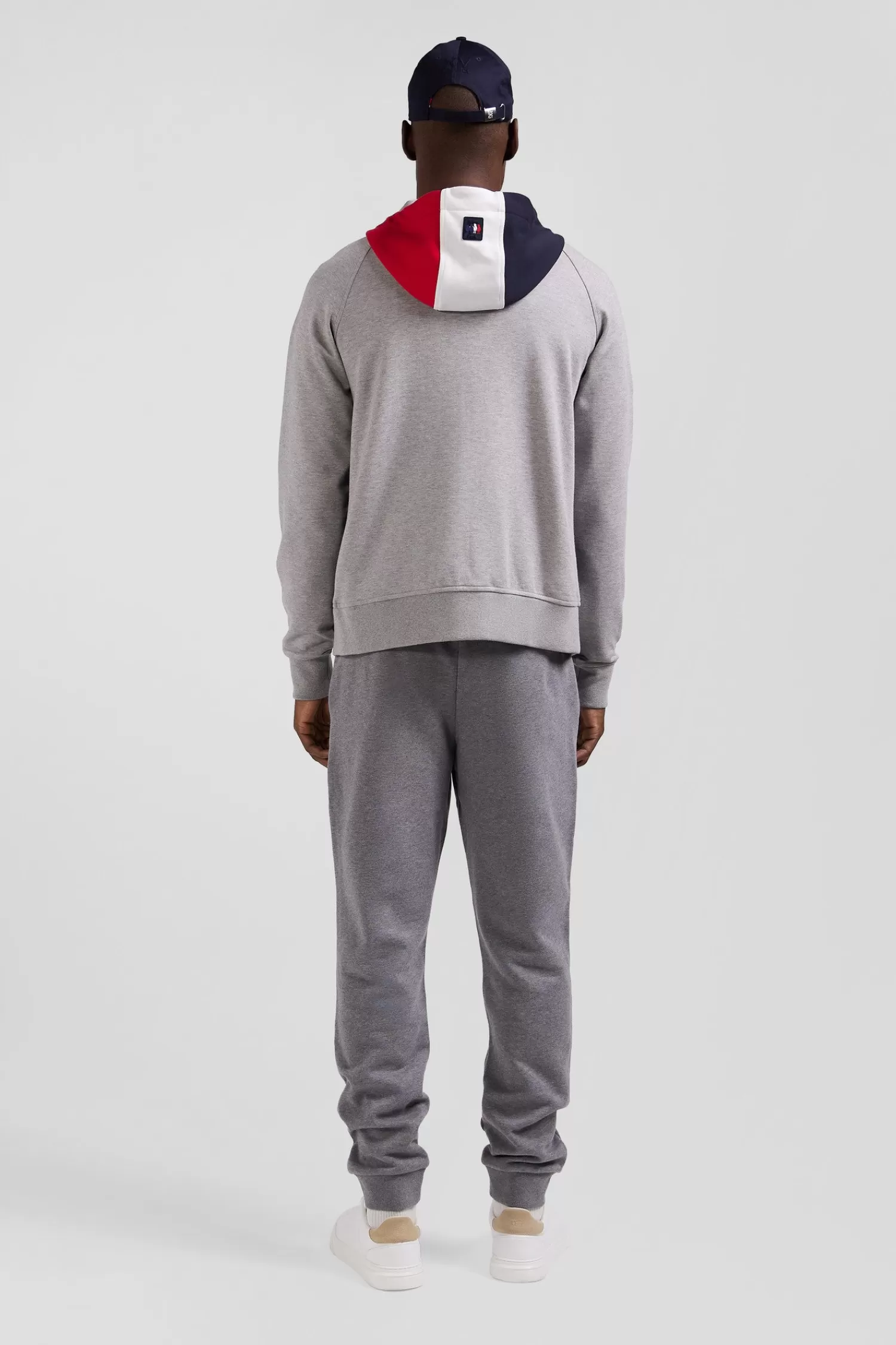 Eden Park Sweatshirt à capuche zippé XV de France en coton mélangé et parmenture gris coupe Regular< Sweatshirts