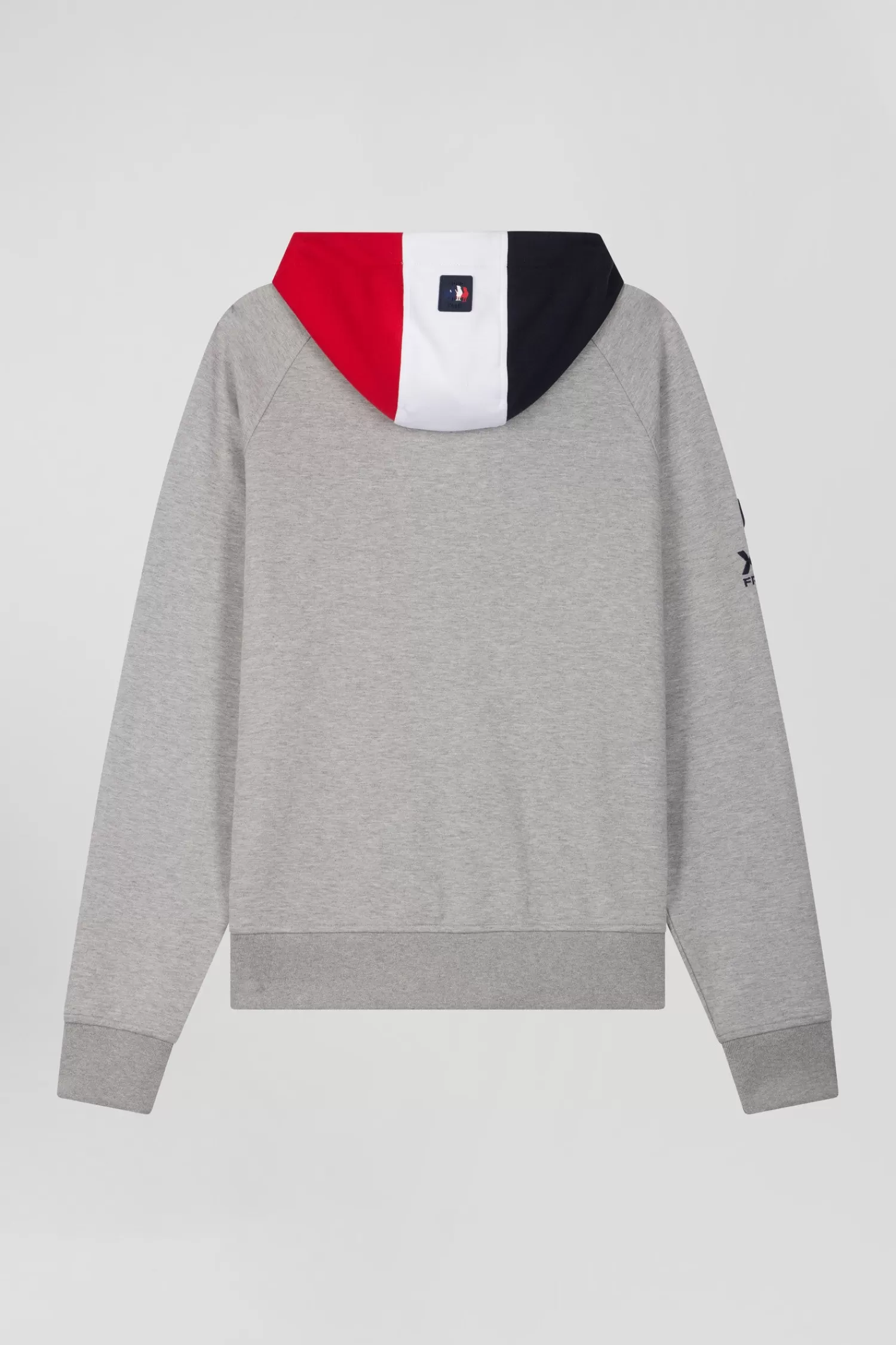 Eden Park Sweatshirt à capuche zippé XV de France en coton mélangé et parmenture gris coupe Regular< Sweatshirts